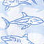 Printed Cotton Short-Sleeve Shirt - White/Blue Shadow Shark