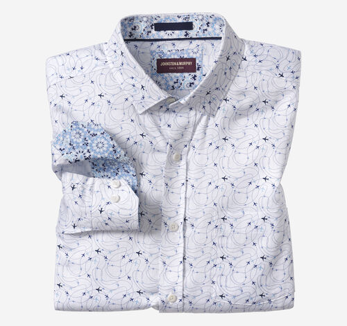 Printed Cotton Shirt - White Airplane