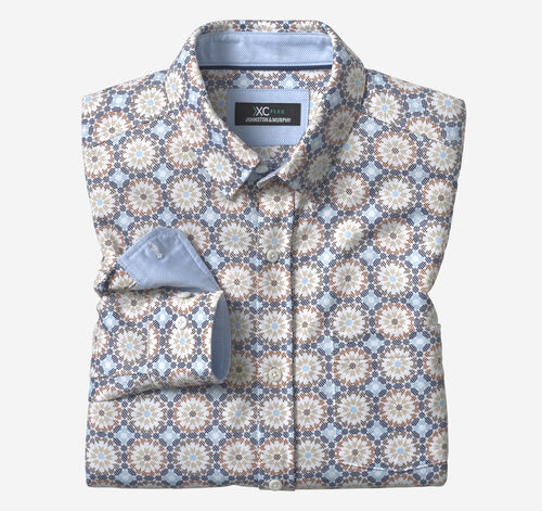 XC Flex® Stretch Long-Sleeve Shirt - Blue Multi Birdseye Mosaic