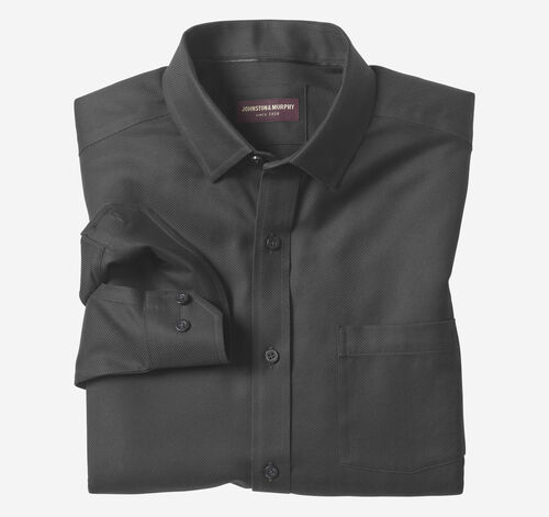 Non-Iron Dress Shirt - Black Solid Birdseye