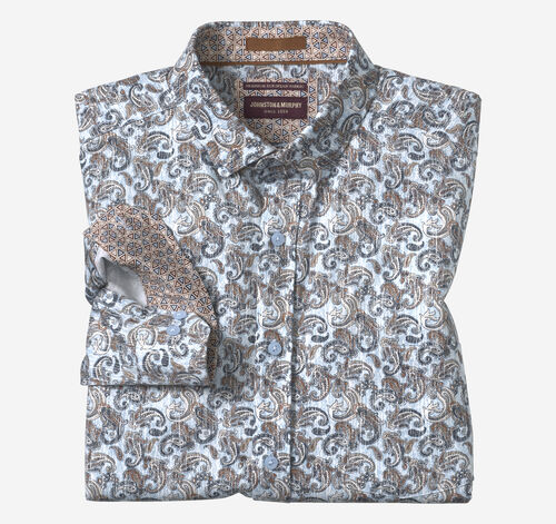 Printed Cotton Shirt - Blue/Multi Paisley