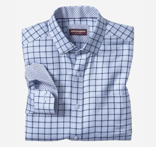 Non-Iron Dress Shirt - Blue Angled Neat Windowpane