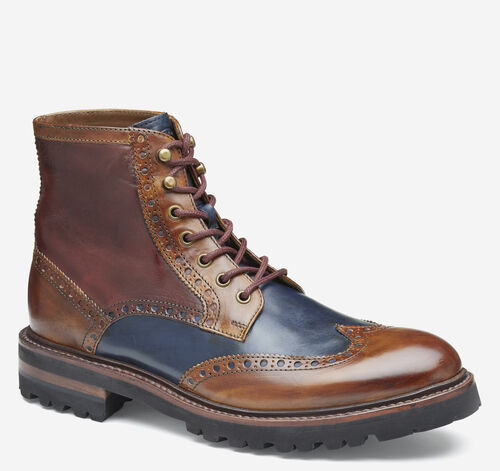 Dudley Lug Wingtip Boot - Tan Multi Calfskin