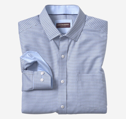 Non-Iron Dress Shirt - Blue Outlined Squares