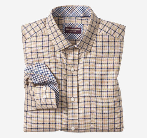 Non-Iron Dress Shirt - Rust Angled Neat Windowpane