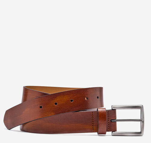 Hand-Stained Flat-Edge Belt - Brown