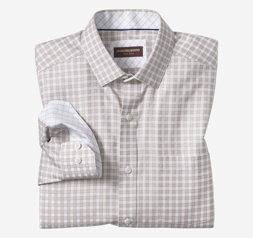 Non-Iron Dress Shirt - Tan Twill Gingham