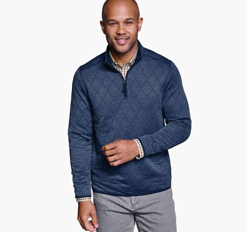 Diamond Quilt Quarter-Zip - Navy Heather