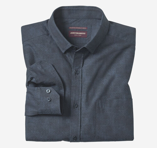 Long-Sleeve Jacquard Shirt - Navy Airplane