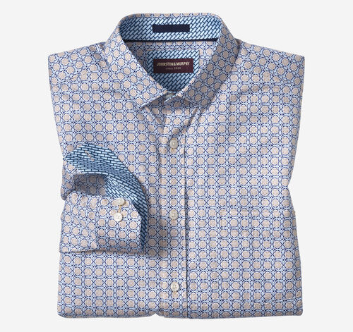 Printed Cotton Shirt - Light Blue Tile