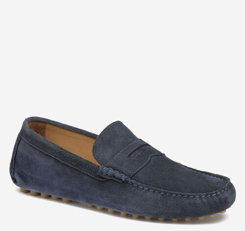 Athens Penny - Navy Suede