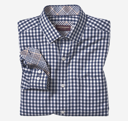 Non-Iron Dress Shirt - Navy Twill Gingham