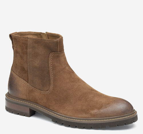 Barrett Zip Boot - Brown Waxed Suede