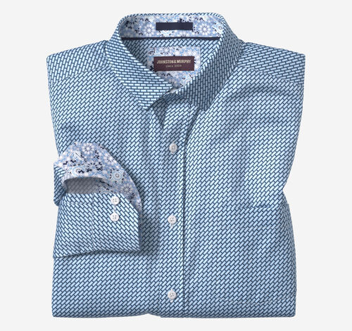 Printed Cotton Shirt - Blue Bar