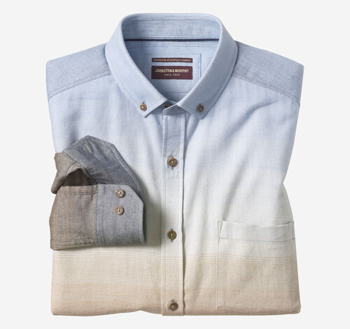 Heathered Shirt - Blue/Brown Brushed Ombre