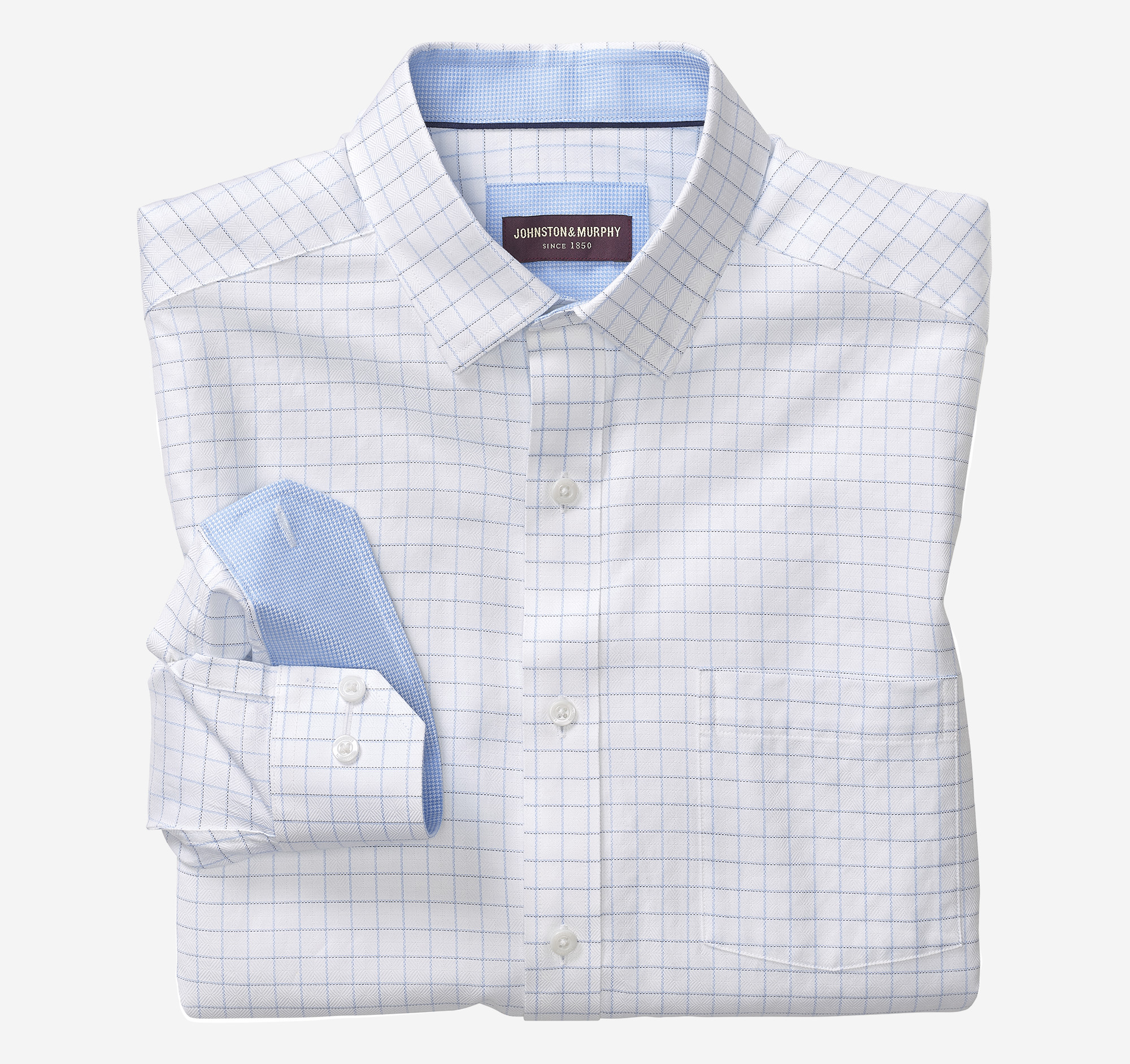 Blue and white store checkered dress shirt