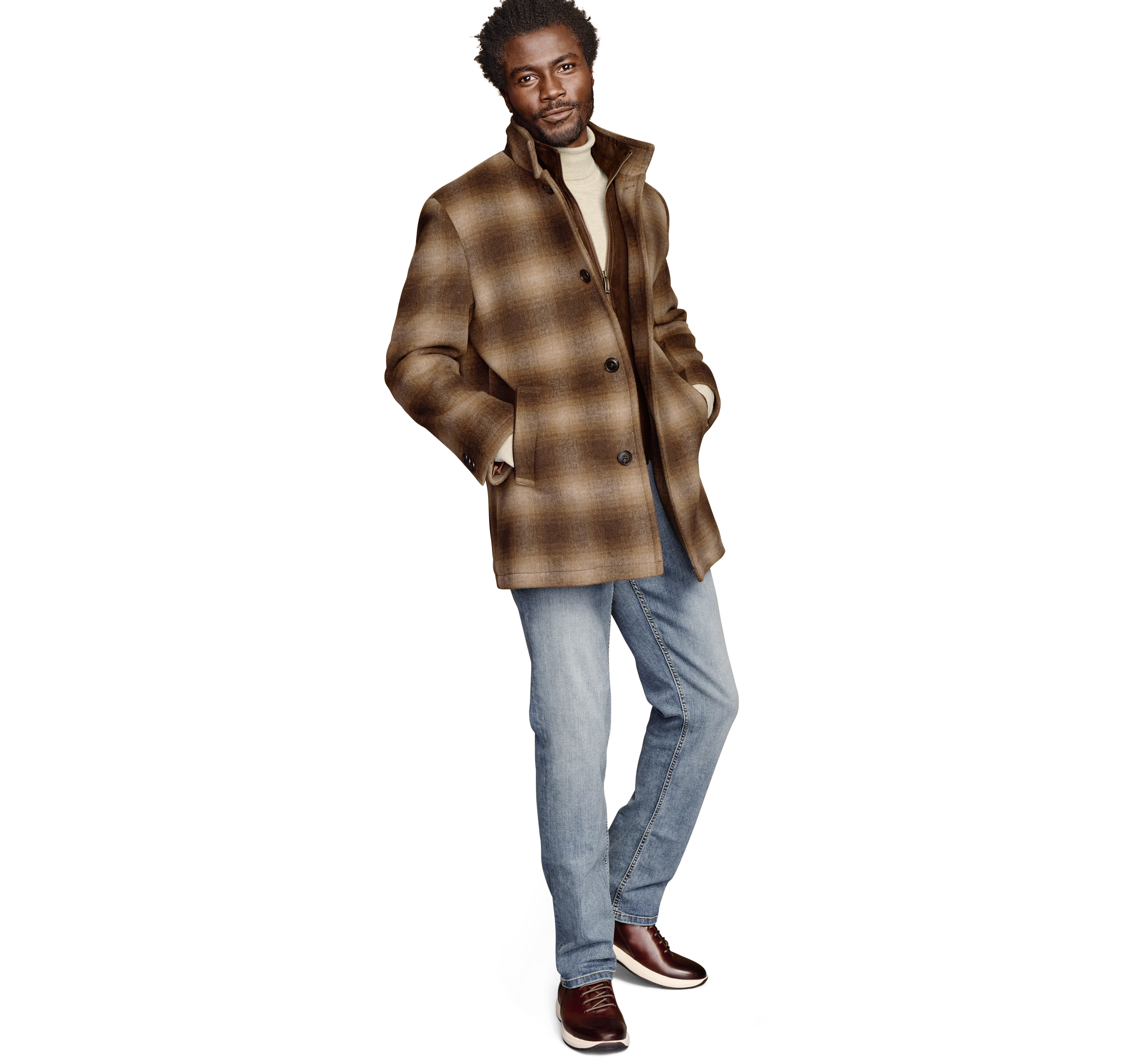 Men plaid clearance coat