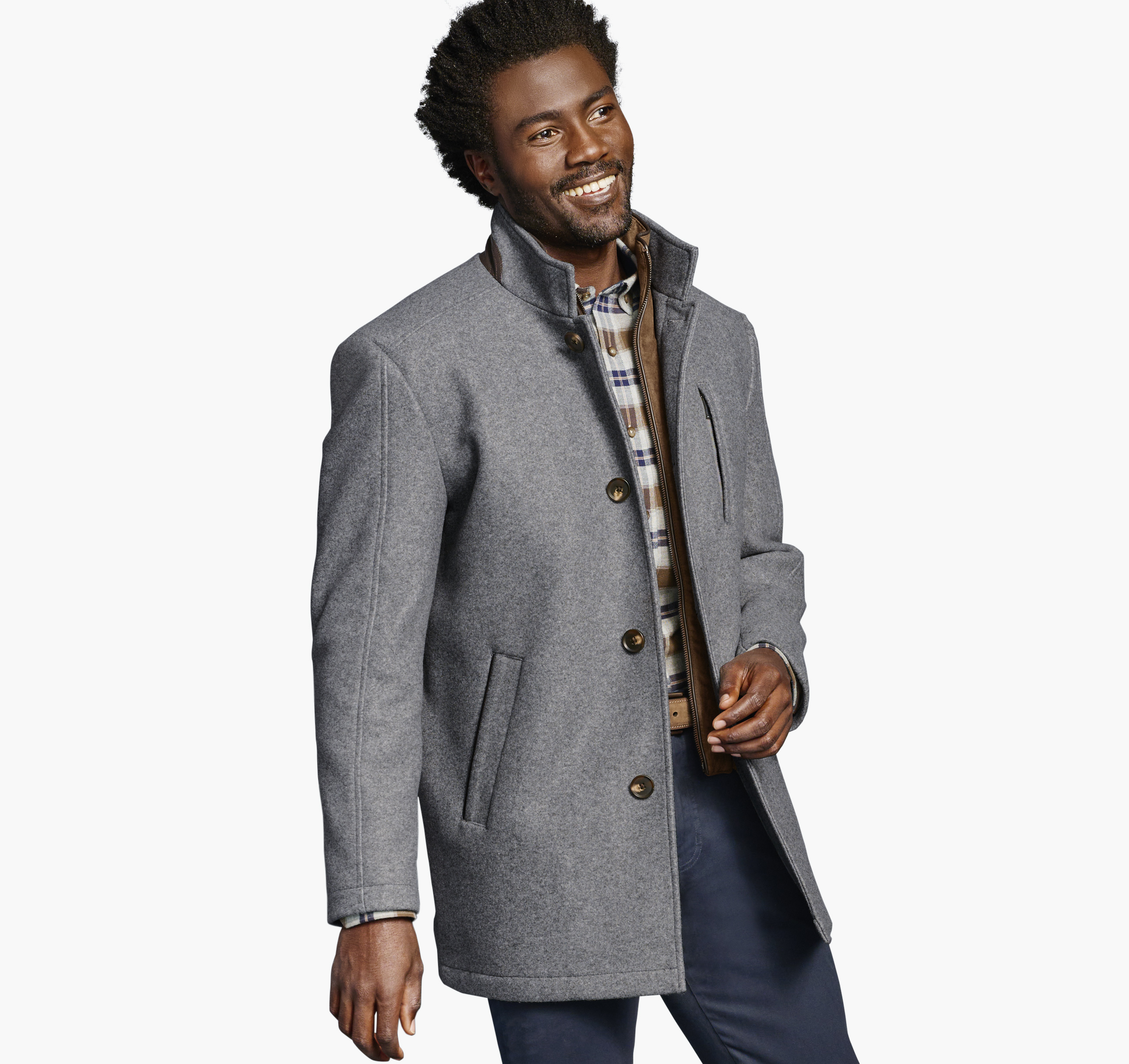 Grey car coat mens on sale