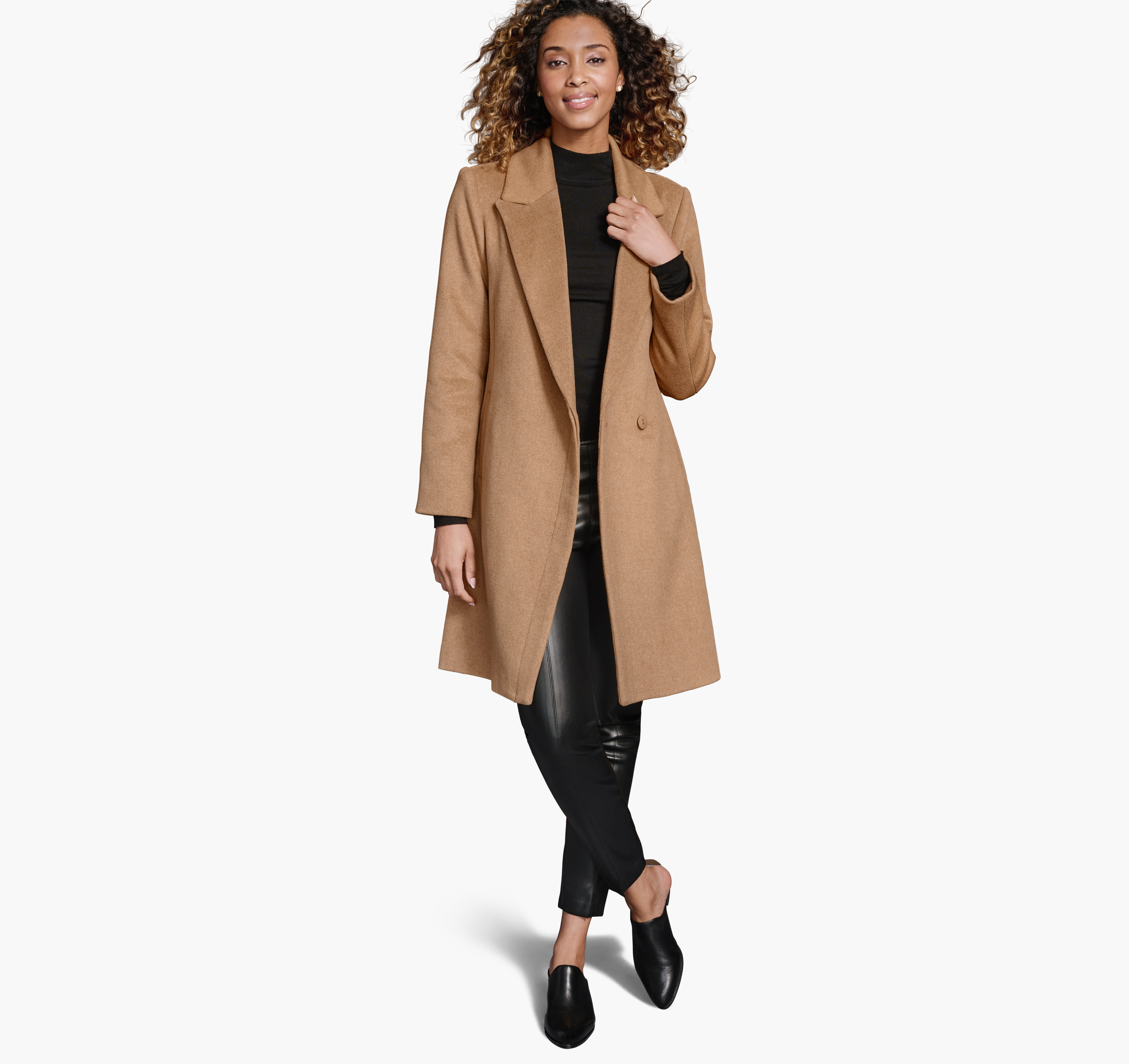 Camel wool blend top coat